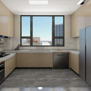 עיצוב רעיונות Pvc לוחות פולימר שחור ארונות מטבח מודולרי ארון עץ מודרני למטבח גבוה 70 ס "מ - Product Image 3