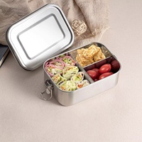 Boîte à bento en acier inoxydable Golden Key Wholesale de 1400 ml avec compartiments, étanche, en métal, avec clips de verrouillage, personnalisable OEM