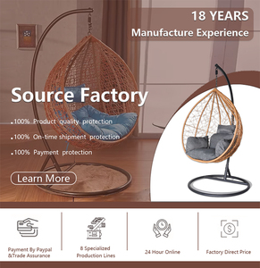 공장 직판 저렴한 맞춤형 패션 야외 가구 정원 모던 해먹 파티오 스윙 발코니 의자 라탄 에그 체어 스탠드 포함 - Product Image 6