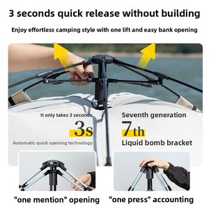 Tienda de campaña para exteriores, protector solar completamente automático, apertura rápida, plegable para el hogar, impermeable, para acampar al aire libre, tienda de picnic para 3 y 4 personas - Product Image 5