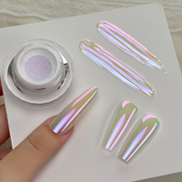 Collection de poudres à ongles chromées YOKEFELLOW CleamTap GT113 Effet Aurora Vert Bleu avec reflets Lilas pour les fournisseurs de produits pour ongles