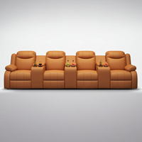 Canapé inclinable électrique moderne 4 places pour home cinéma avec plusieurs consoles et porte-gobelets, ensemble de canapés à mouvement électrique