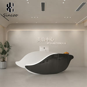 Custom Design Modern Fiberglass Luxury <b>Nail</b> Salon Spa Reception <b>Desk</b> Cashier Counter Adjustable Height Gym Hospital Supermarket - Product Image 3