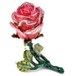 Caja de baratija de joyería de flor de Rosa esmaltada pintada a mano, regalo único con bisagras decorativas para el <span class=keywords><strong>hogar</strong></span>, almacenamiento de anillos para el Día de San Valentín - Product Image 4