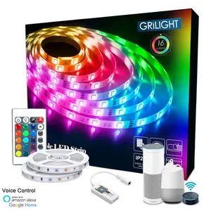 Wifi Led 스트립 빛 5m IP65 방수 RGB 빛 스트립 키트 원격 색상 변경 Led 스트립 SMD5050 3M 접착 테이프