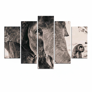 Elegant Elephant Tempered Glass Wall Art: <b>Printed</b> <b>Canvas</b> Artwork,SET OF 5 MIX <b>CANVAS</b> - Product Image 2