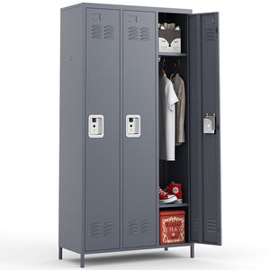 Moderner 3-türiger Stahl-Freistehschrank, abschließbar, für Schule, Umkleideraum, Schlafzimmer, groß, robust, geruchsneutral - Product Image 1