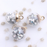 Pendentif boule de verre en cristal rond Pentagramme Quicksand sequin perles focales pour bracelet boucles d'oreilles en perles pendentif accessoire