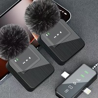 Microphone-Cravate Stéréo Professionnel 3-en-1 Sans Fil, Mini à Condensateur, Portable pour Enregistrement Vidéo, Compatible iPhone et Android