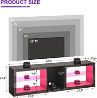 Meuble TV brillant haut de gamme avec éclairage LED, console multimédia moderne avec étagères en verre et rangement pour jeux vidéo, idéal pour la maison