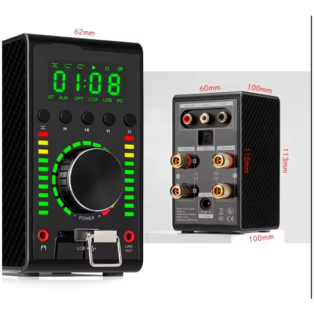 Professional 100w Stereo Amplifier Wireless Dual Channel Mini Audio Power Amp for Home Theater System