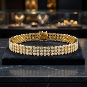 Pulsera Royal Glow de Oro Amarillo de 14K con Diamantes Naturales Redondos, Color G-H, Claridad VS-SI, Diamantes Genuinos de Primera Calidad, Proveedor de Joyería Fina - Product Image 1