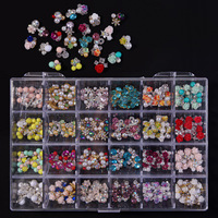 Kit de breloques pour les ongles en métal, 24 grilles, couronne, nœud papillon, strass, fleurs, perles, bijoux, pièces, prix d'usine