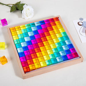 Juguetes de Construcción de Bloques Acrílicos Montessori HOYE CRAFTS, Juego de Bloques de Construcción de Madera, Juego de Apilamiento de Arcoíris - Product Image 3