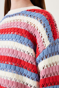 OEM ou ODM chandails tricotés automne-hiver pour les adolescentes pulls à rayures colorées chandails de marque minces pour les filles - Product Image 2