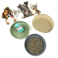 Yuye Gamelle Ronde Étanche pour Chien, Anti-Glisse avec Ventouse, pour l'Extérieur et l'Intérieur, Gamelle de Voyage en Silicone à Alimentation Lente pour Chiens et Chats