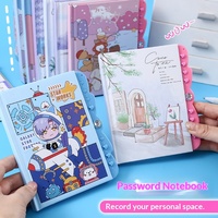 Abschließbares Cartoon-Passwortbuch für Kinder & Schüler Knopfdesign Tagebuch-Typ Geschenk-Journal Notizbuch