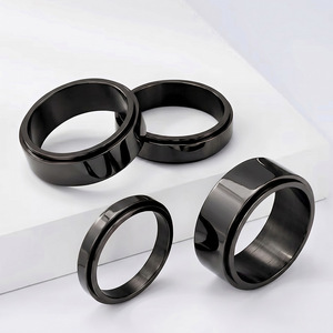 Cross-border trade, smooth rotating <b>ring</b>, <b>titanium</b> steel plated with 18K gold, engraved, couple <b>rings</b>, anxiety-relieving jewelry - Product Image 4