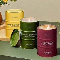 Bougie parfumée en forme de fût à huile, bougie aromathérapeutique créative en métal, bougie en cire de soja naturelle multi-parfums pour la décoration de la maison