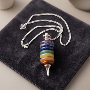 Pendule en pierre polie 7 chakras, outil de guérison Feng Shui, forme crayon, équilibre énergétique des cristaux - Product Image 1