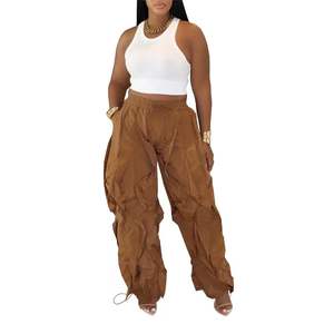 กางเกงคาร์โก้เอวสูงแฟชั่นผู้หญิงดีไซน์ใหม่สำหรับฤดูใบไม้ร่วง ขายส่ง สไตล์ลำลองหลวมๆ - Product Image 2