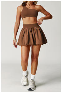 إصدار جديد صالة ألعاب رياضية للياقة البدنية نسائية مثيرة كتف واحد حمالة صدر رياضية بالأزهار تنورات تنس للسيدات يوغا بدلات جولف مع شورت - Product Image 4