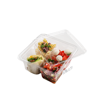 Boîtes d'emballage pour fruits en PET transparent recyclable à 4 compartiments pour tomates cerises pâtisserie - Product Image 1