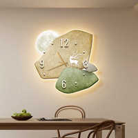 Peintures décoratives pour restaurants, horloges, style luxe léger, peintures murales d'élans avec éclairage, horloges murales