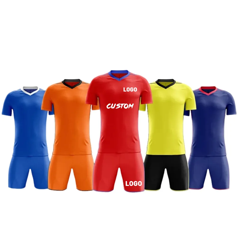 Populaire Custom Voetbal Jersey Blanco Sets Groothandel Goede Kwaliteit Club Voetbal Uniform Oem Voetbal Jersey Kits
