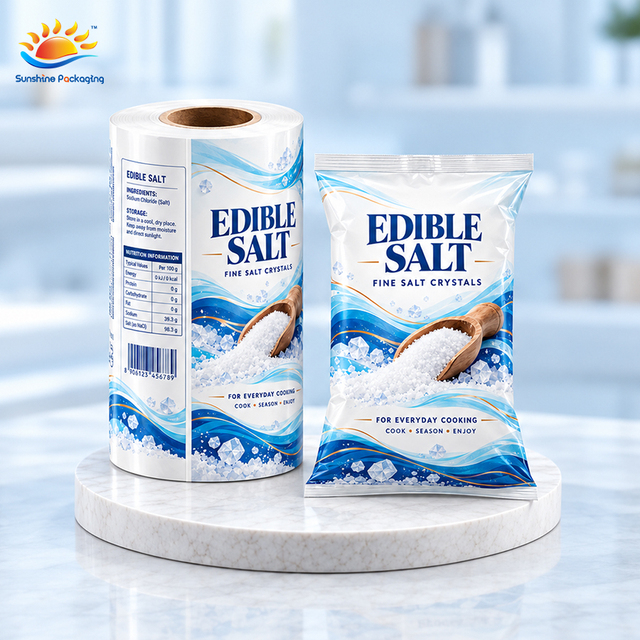 Custom Printed KOP/CPP Flexible Packaging Film Roll Food Grade Heat Seal Plastic Raw Material for Table Salt Packaging Pouches