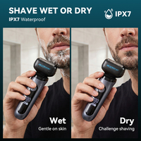 Rasoir électrique professionnel 6800 tr/min, étanche IPX7, quatre lames, verrouillage de voyage, pour hommes, soin du visage, autonomie de 45 minutes