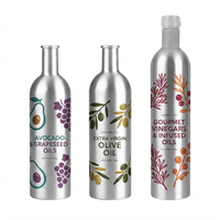 Bouteille en aluminium de 750 ml avec col ROPP, sans BPA, recyclable, bouteille d'huile d'olive de qualité supérieure, huile de cuisson biologique extra vierge, emballage métallique
