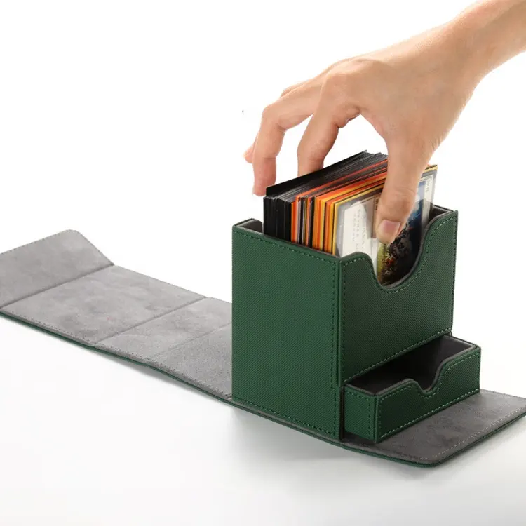 휴대용 여행 U 자형 디자인 프리미엄 방수 가죽 보풀 게임 주사위 서랍이있는 카드 데크 상자