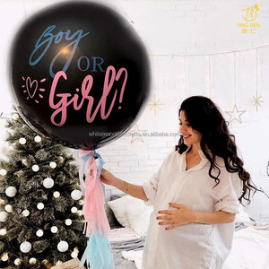 Grand <span class=keywords><strong>ballon</strong></span> en latex noir de 36 pouces pour révélation du sexe (garçon ou fille) <span class=keywords><strong>avec</strong></span> confettis roses et bleus <span class=keywords><strong>à</strong></span> <span class=keywords><strong>l</strong></span>'<span class=keywords><strong>intérieur</strong></span>, idéal pour la décoration de fête de naissance. - Product Image 5