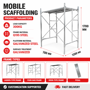Torre <span class=keywords><strong>de</strong></span> Andamio <span class=keywords><strong>de</strong></span> Acero Forjado Galvanizado Q235 con Estructura en H, Ruedas Giratorias y Plataforma <span class=keywords><strong>de</strong></span> Escalera para Construcción - Product Image 4