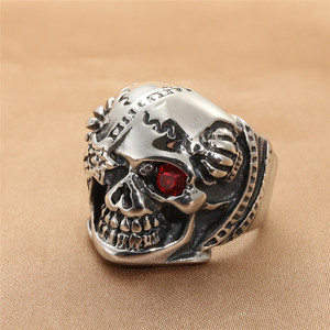 <b>Skull</b> <b>Ring</b> Silver Men's Punk Retro Stainless Steel Geometric Skeleton Design Gift Jewelry 290102 - Product Image 1