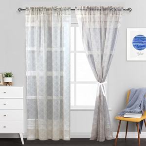 Nouveau design de luxe en gros de taille personnalisée pour la décoration de la maison, du salon ou de la chambre à coucher, tissu pour rideau transparent à imprimé floral - Product Image 1