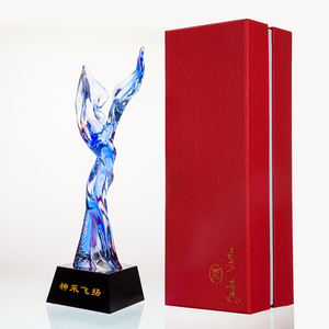 Trophée de danse en cristal K9 fait main avec logo personnalisé Jadevertu, impression UV, style féerique, gravé, 10*8*28cm, boîte cadeau - Product Image 6