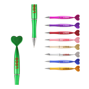 Novelty New Brand Promotional Fashion Plastic Ballpoint Pen with Printed Logo Heart Shape on the Top for Christmas Gifts - Product Image 1