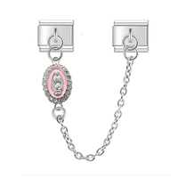 Bracelet en acier inoxydable à double pendentif or et argent, style module italien, bijoux DIY exquis en gros