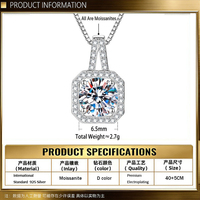 Collier Exquis en Forme de Petit Cube de Sucre, Pendentif Carré en Moissanite D Color 1 Carat, Bijoux en Argent S925 pour Femme, Vente en Gros