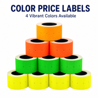 Étiquettes de prix couleur à une seule ligne pour pistolets d'étiquetage, autocollants de marquage des prix pour usage industriel dans les magasins de détail et les supermarchés