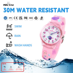 Bán buôn nóng bán trẻ em phim hoạt hình PVC ban nhạc thạch anh Arabic Nàng Tiên Cá quyến rũ thể thao thời trang chống nước 3BAR ngày/ngày hiển thị đồng hồ - Product Image 5