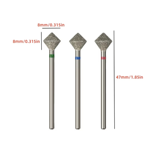 1 unidad nueva broca de diamante en forma de rombo para pulido de uñas, lima de uñas con vástago de 3/32, limpiador de cutículas - Product Image 2