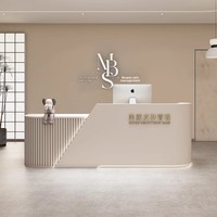 Bureau d'accueil moderne et simple en forme de L pour salons de beauté, hôtels, magasins de vêtements, établissements de formation, design personnalisé en cuir