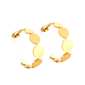 Pendientes de aro con diseño geométrico dorado para mujer, joyería de moda - Product Image 2