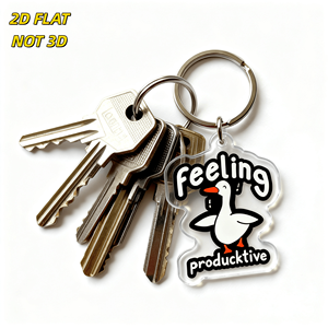 Portachiavi in Acrilico 'Feeling Productive Duck' con Design Divertente e Motivazionale, Ciondolo Trasparente Bifacciale - Product Image 4