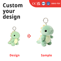 Porte-clés dinosaure personnalisé en peluche, adorable animal en peluche vert, breloque de sac, pendentif de sac à dos, cadeau OEM ODM