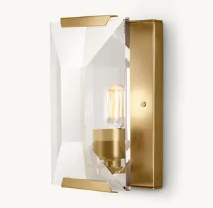 Sunwe Modern Simple Bedside LED Wall Lamp New Luxury Creative Living Room Lacquered Burnished Brass Harlow Crystal Sconce