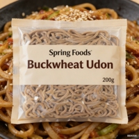 Nouilles Udon Cuites Saines à Faible Teneur en Sodium, Non Frites, à Base de Blé Dur et de Sarrasin, Sous Marque Blanche, en Sachet, Personnalisables